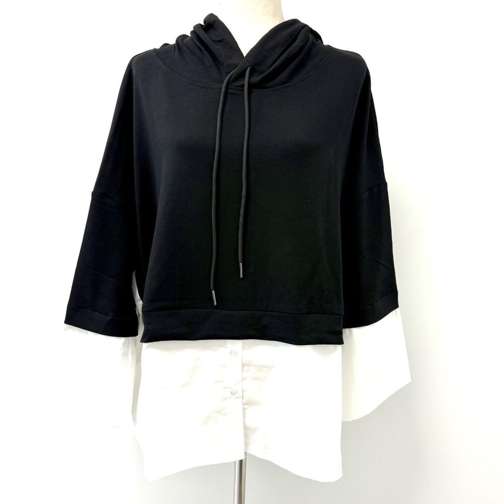 Kaktus Women's Plus Sweater Blouse Combo Hoodie Sweatshirt‎ Size 1X Black NWT